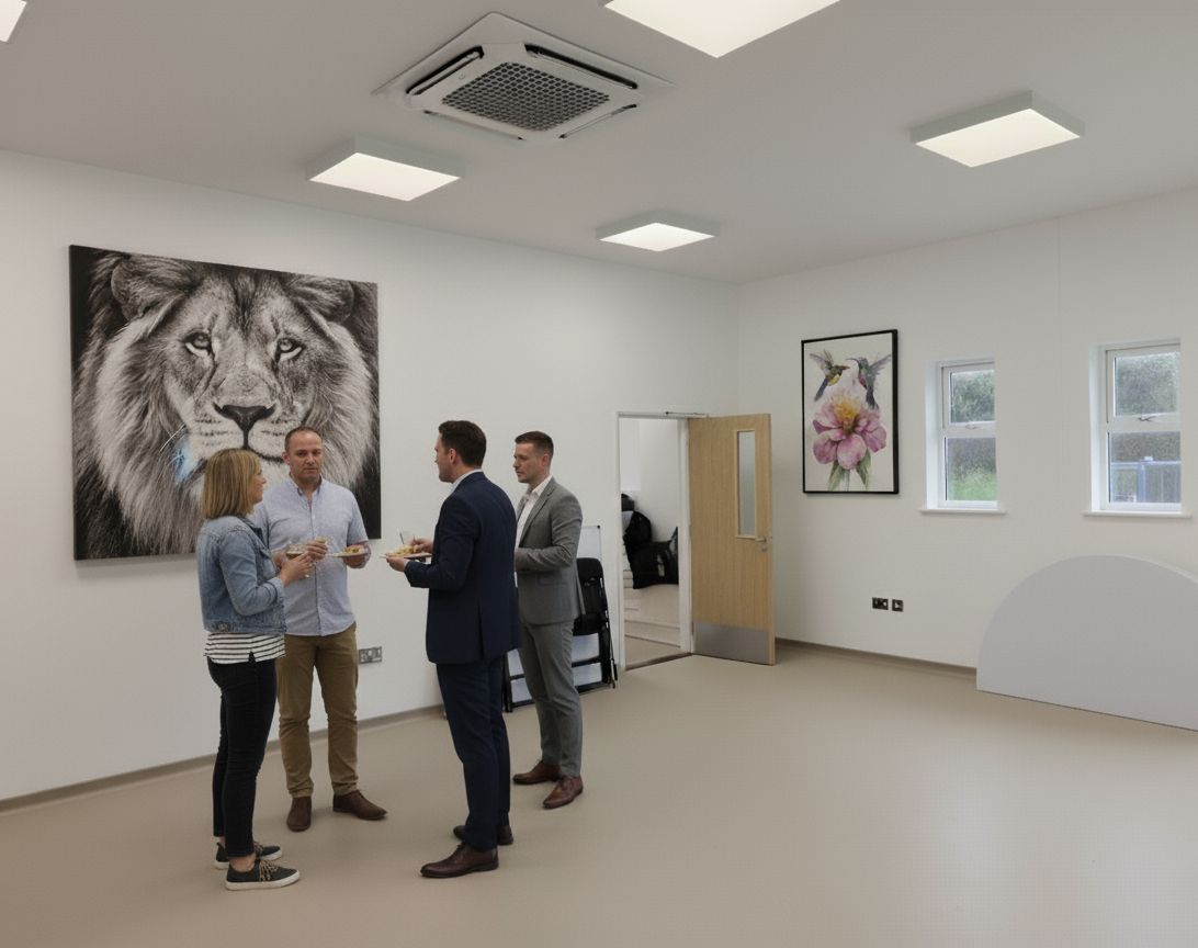 Professionals networking outdoors