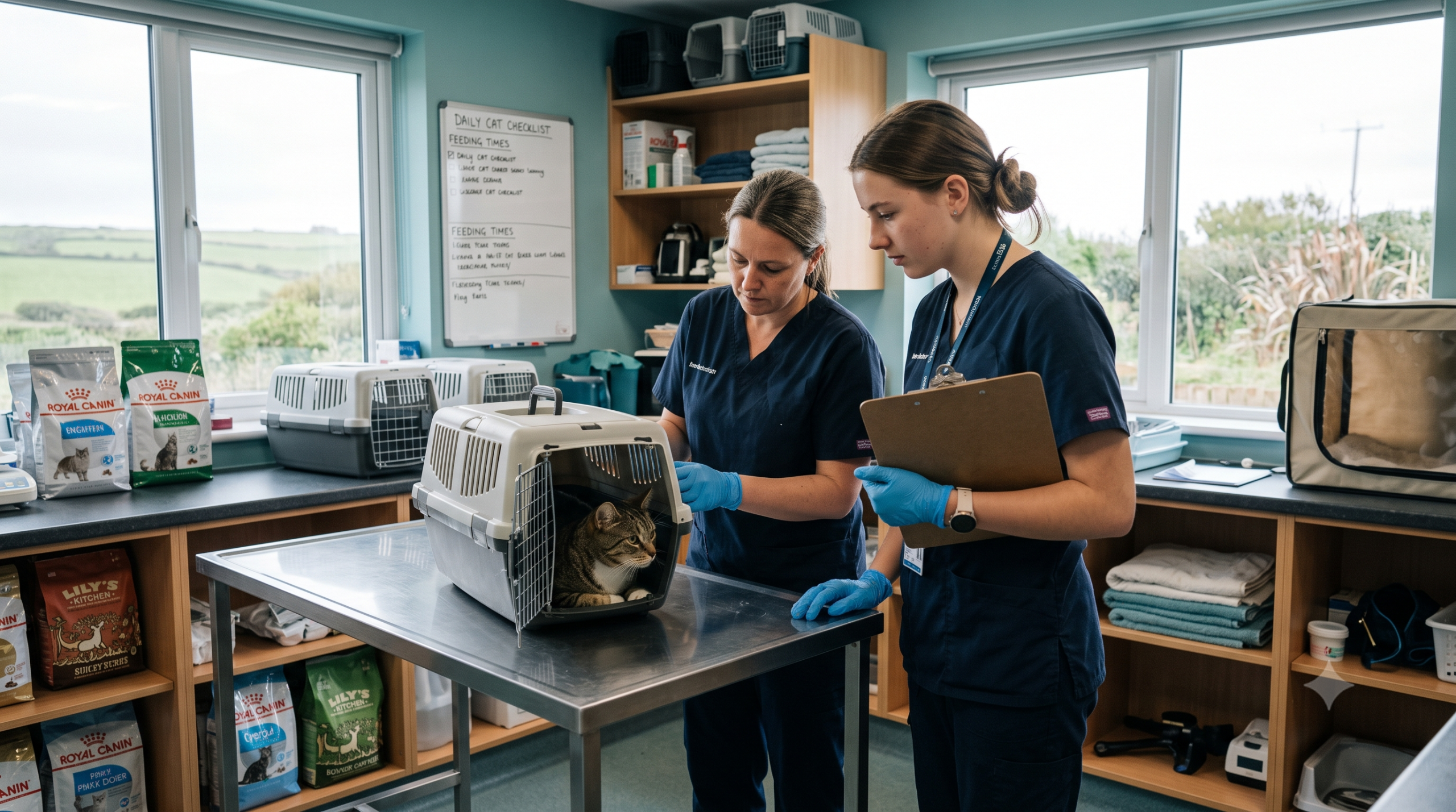 A teenager shadowing animal care staff at RSPCA Cornwall during a Work Ready summer session